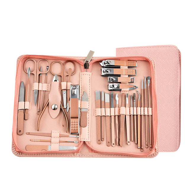 30-Piece Professional Manicure & Pedicure Set Stainless Steel Grooming Kit(Rose Gold) V888-ELOSUNG29025