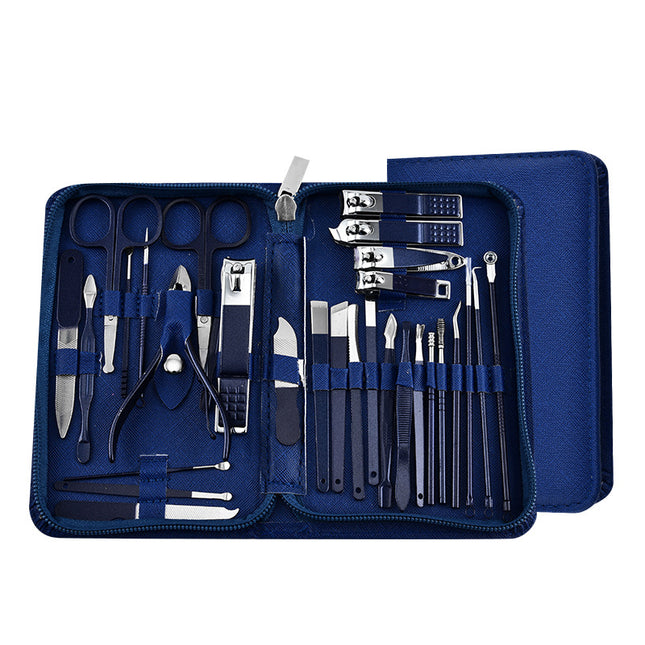 30-Piece Professional Manicure & Pedicure Set Stainless Steel Grooming Kit(blue) V888-ELOSUNG29026