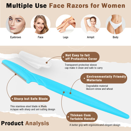 40-Piece Eyebrow Razor & Dermaplaning Tool Set(Pink)