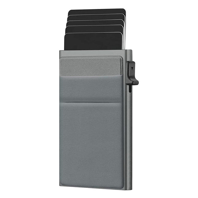 Ultra-Slim Pop-Up Card Holder Wallet with RFID Blocking(Gray Plus Gray Card Holder) V888-ELOSUNG29034