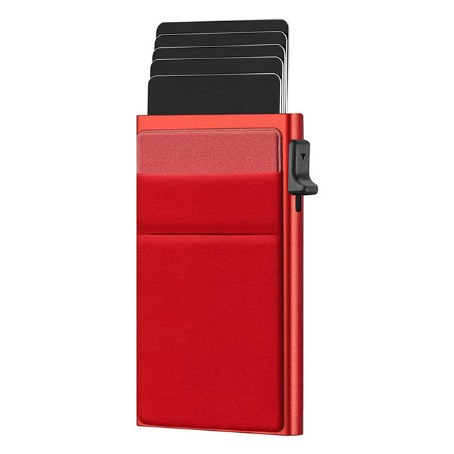 Ultra-Slim Pop-Up Card Holder Wallet with RFID Blocking(Red Plus Red Card Holder) V888-ELOSUNG29035