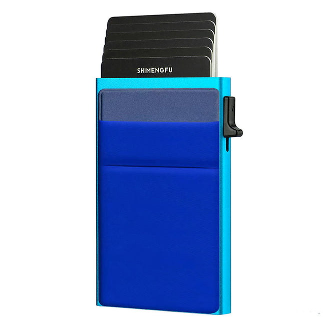 Ultra-Slim Pop-Up Card Holder Wallet with RFID Blocking(Blue Plus Blue Card Holder) V888-ELOSUNG29036