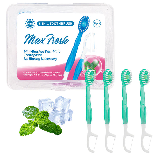 4-in-1 Disposable Travel Toothbrush with Flavor Burst Bead(Green plum green tea flavor) V888-ELOSUNG29049