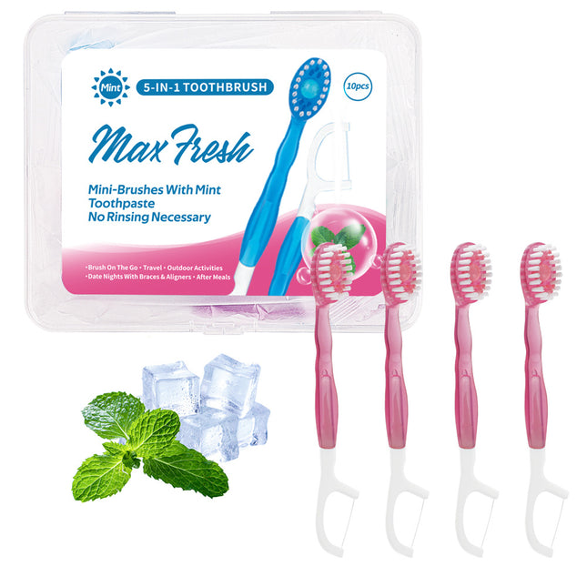 4-in-1 Disposable Travel Toothbrush with Flavor Burst Bead(Peach flavor) V888-ELOSUNG29050