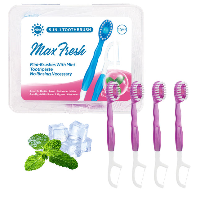 4-in-1 Disposable Travel Toothbrush with Flavor Burst Bead(Romantic cherry flavor) V888-ELOSUNG29052
