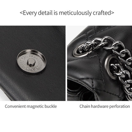 Elegant Quilted Leather Chain Bag with Bird Head Clasp(Black)