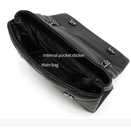 Elegant Quilted Leather Chain Bag with Bird Head Clasp(Black)