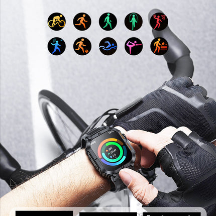 Smartwatch with Flashlight, Compass & Wireless Calling - Health & Fitness Tracker(Black case with black steel + black silicone)