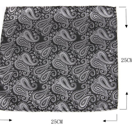 Men's Formal Paisley Ascot Cravat & Pocket Square Set - Adjustable Necktie for Weddings(Light Gray )