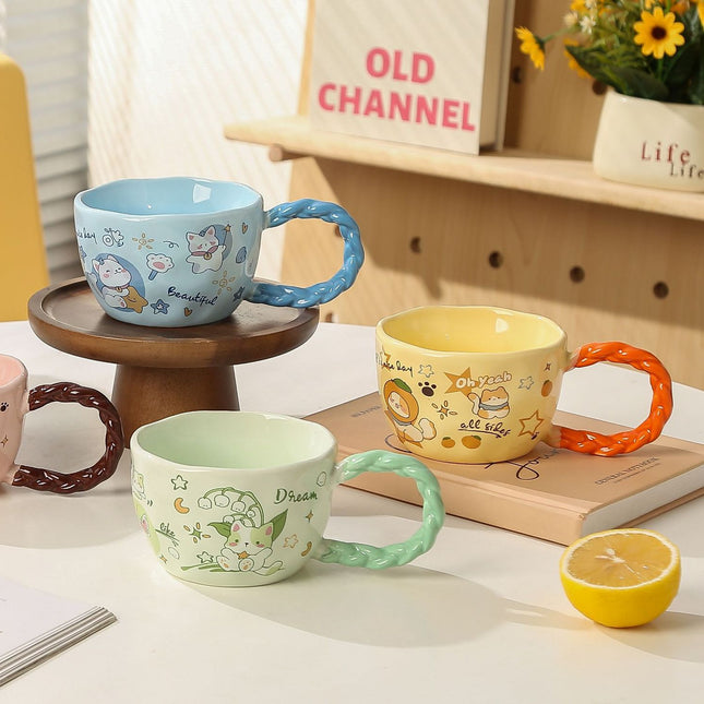 Whimsical Cat & Friends Ceramic Mug – product detail