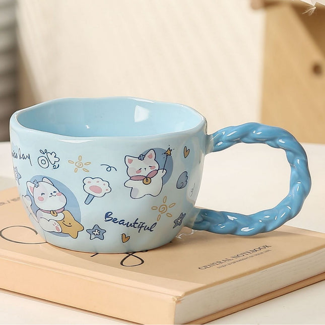 Whimsical Cat & Friends Ceramic Mug