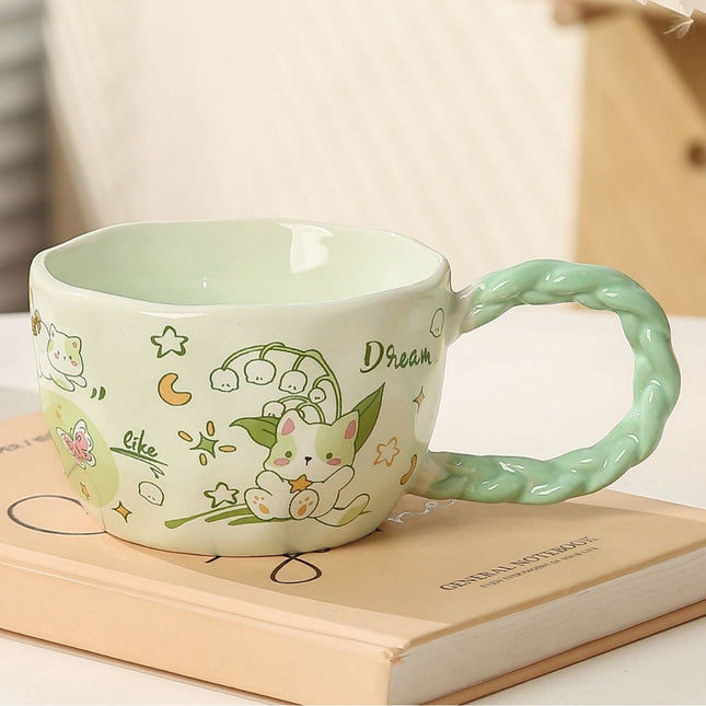 Whimsical Cat & Friends Ceramic Mug