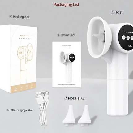 Automatic Electric Ear Wax Removal & Irrigation System - 5 Modes, USB-C, Hot Air Drying(white)