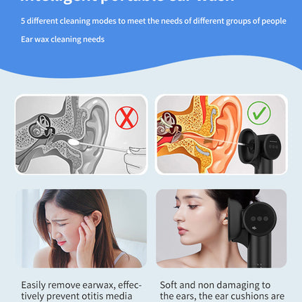 Automatic Electric Ear Wax Removal & Irrigation System - 5 Modes, USB-C, Hot Air Drying(white)