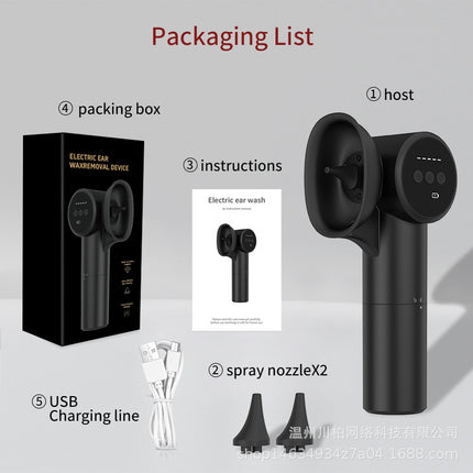 Automatic Electric Ear Wax Removal & Irrigation System - 5 Modes, USB-C, Hot Air Drying(black)