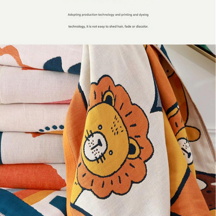 Premium Cartoon Animal Print Gauze Bath Towel - 70x140cm, Soft, Absorbent(Oracle Green 70*140)