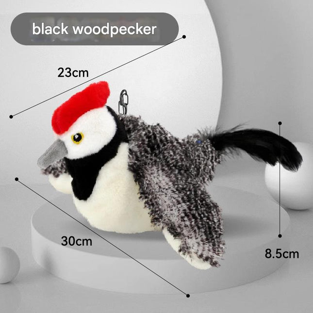 Interactive Flapping Wing Bird Toy for Cats & Dogs Motion Activated with Sound(Black Woodpecker)