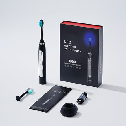 LED Sonic Electric Toothbrush - 2-in-1 Cleaning & Whitening, 4 Modes(black)