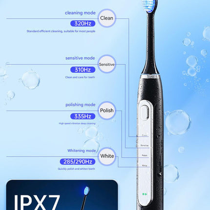 LED Sonic Electric Toothbrush - 2-in-1 Cleaning & Whitening, 4 Modes(black)