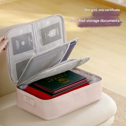Multi-Functional Document & Certificate Organizer Bag with Combination Lock(Light green)