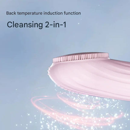Silicone Facial Cleansing Brush - 6-Speed Vibration, Food-Grade Antibacterial Material with Warming Function(Purple)