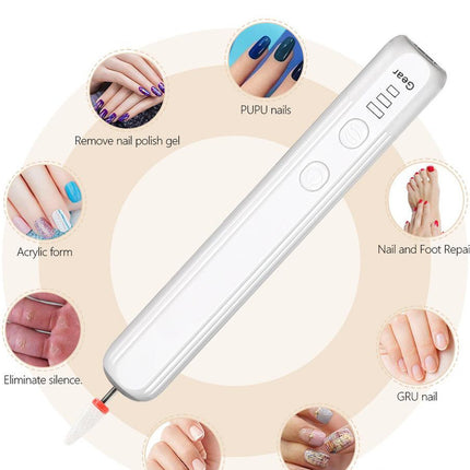 Portable Electric Nail Drill Pen Kit - USB-C Rechargeable, 3-Speed, High Torque, Low Heat(Khaki)