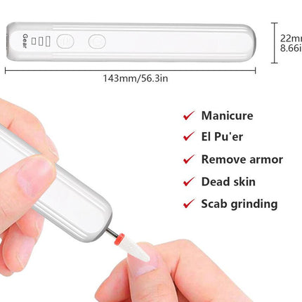 Portable Electric Nail Drill Pen Kit - USB-C Rechargeable, 3-Speed, High Torque, Low Heat(Khaki)