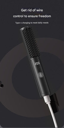 Cordless Hair Straightener Comb - 4 Temperature Settings, USB-C, PTC Heating(black)