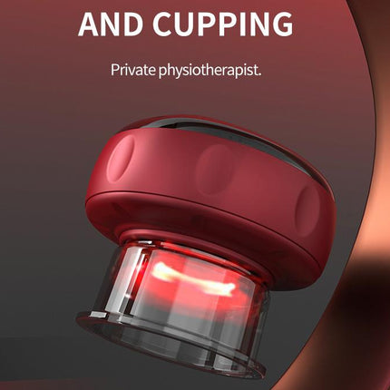 Smart Electric Cupping Therapy Massager - Adjustable Suction & Heat, Red Light Therapy, USB-C Rechargeable(Red)