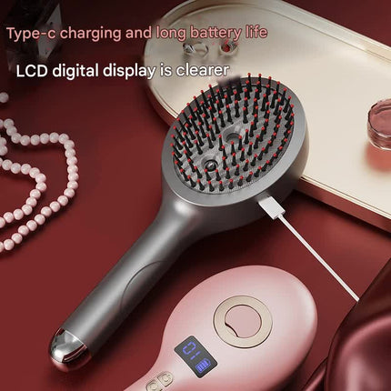 4-in-1 SPA Scalp Care Massage Comb - Red Light Therapy, Nano Steam & Vibration, USB-C Rechargeable(grey)
