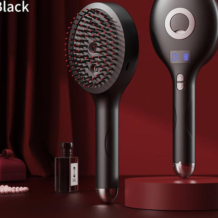 4-in-1 SPA Scalp Care Massage Comb - Red Light Therapy, Nano Steam & Vibration, USB-C Rechargeable(Black)