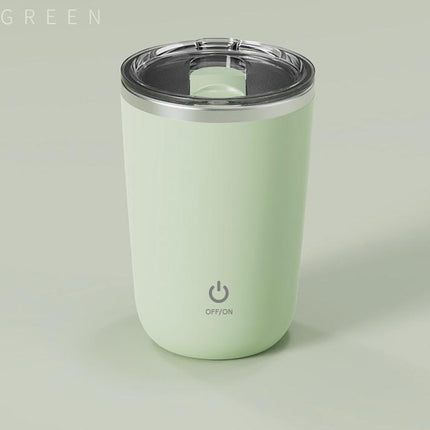 Mini Portable Electric Self-Stirring Mug - USB-C Rechargeable, 4-Hour Use, Stainless Steel (Green)