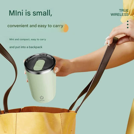 Mini Portable Electric Self-Stirring Mug - USB-C Rechargeable, 4-Hour Use, Stainless Steel (Green)