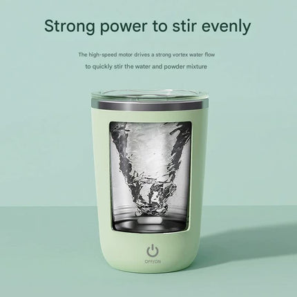 Mini Portable Electric Self-Stirring Mug - USB-C Rechargeable, 4-Hour Use, Stainless Steel (White)