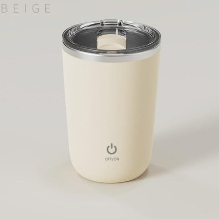 Mini Portable Electric Self-Stirring Mug - USB-C Rechargeable, 4-Hour Use, Stainless Steel (Beige)
