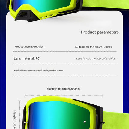 Panoramic Outdoor Sports Goggles - UV Protection, Windproof, Anti-Fog & Impact Resistant(Yellow frame + green film)