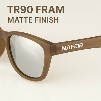 NAFEIB Polarized Sports Sunglasses - Lightweight TR90 Frame, UV400 Protection for Riding & Outdoor Activities(Transparent gray)