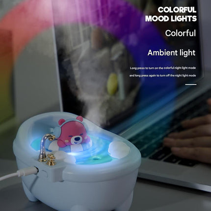 Adorable Bathtub Humidifier with Colorful Night Light - USB-C, 340ml, Auto Shut-Off(Purple Duck)