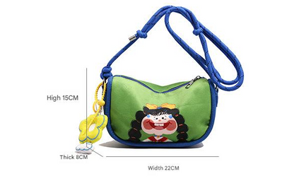 Whimsical Cartoon Girl Crossbody Bag - Lightweight Canvas with Adjustable Rope Strap & Flower Charm(Pink)