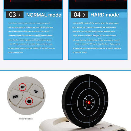 Gun Alarm Clock - Target Shooting Alarm with Infrared Gun, Recordable Alarm & Game Modes(Black)