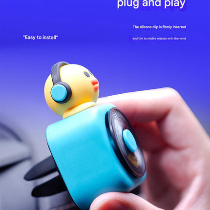 Car Air Freshener - CD Player Design with Spinning Record & Cute Character Topper(White bunny)
