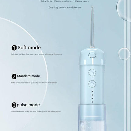 Portable Water Flosser - 70-Day Battery, 4 Modes, 5 Nozzles, IPX7 Waterproof, 200ml Telescopic Tank(Blue)