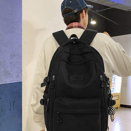 Large Capacity Nylon Backpack - Fits Tablet, A4 Magazines, Umbrella - Multiple Pockets & Adjustable Straps(black)