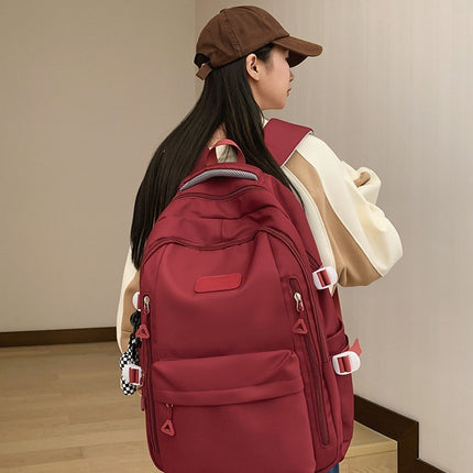 Large Capacity Nylon Backpack - Fits Tablet, A4 Magazines, Umbrella - Multiple Pockets & Adjustable Straps(black)