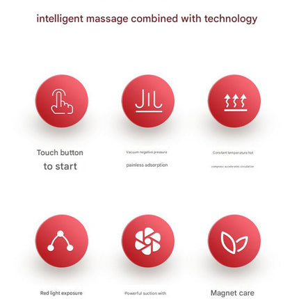 Smart Electric Cupping & Gua Sha Massager with Red Light Therapy & Magnetic Stones - 5 Levels, Rechargeable(red)