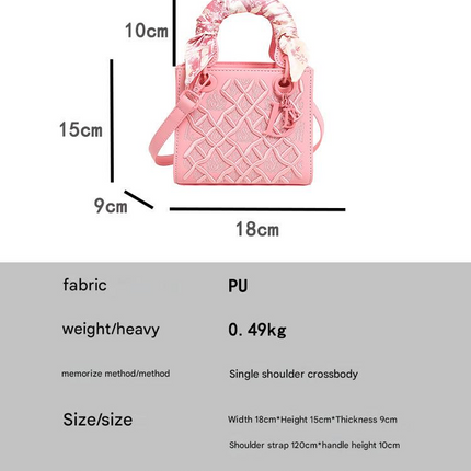 Elegant Embossed PU Leather Handbag with Scarf Detail - Versatile Top-Handle & Crossbody Bag(white)