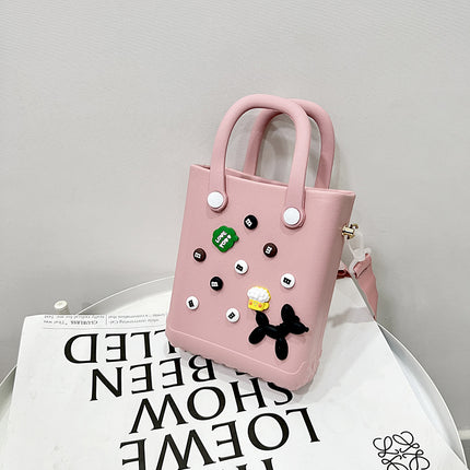 EVA Large Capacity Crossbody & Handbag - Customizable with Charms, Lightweight & Versatile,Pink (with DIY accessories)