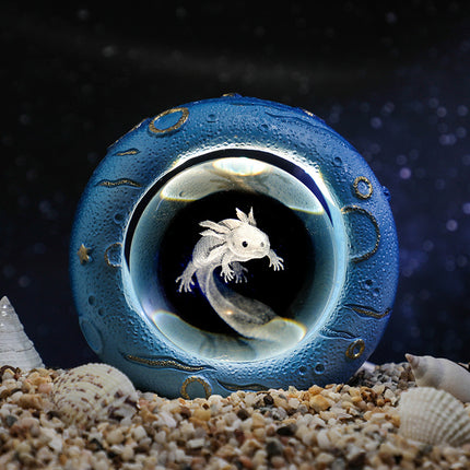Celestial Ring LED Crystal Ball Lamp - 3D Engraving, Unique Gift (Salamander)