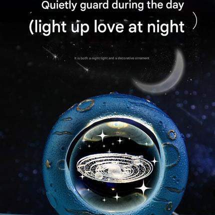 Celestial Ring LED Crystal Ball Lamp - 3D Engraving, Unique Gift (Solar system)