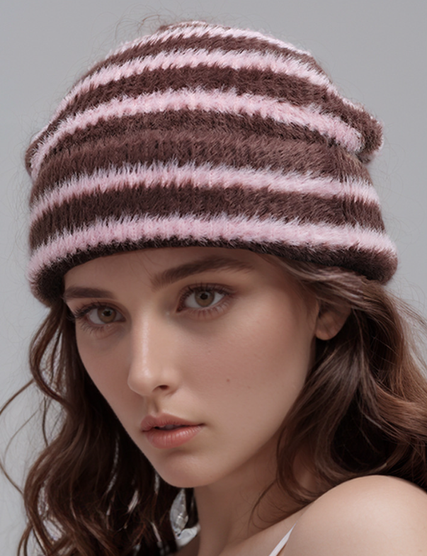 Trendy Dual-Tone Striped Beanie – product detail